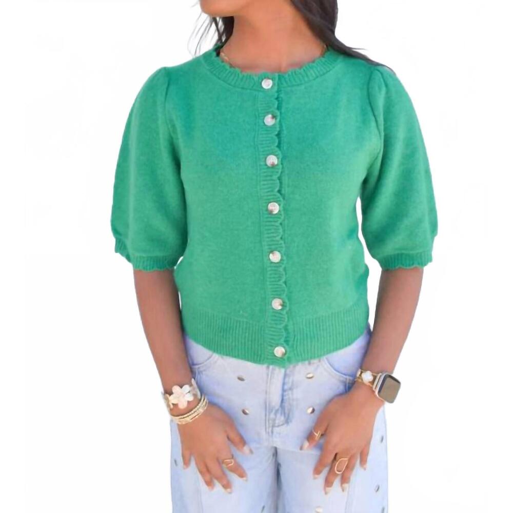 NEW TCEC button front closure cardigan in green